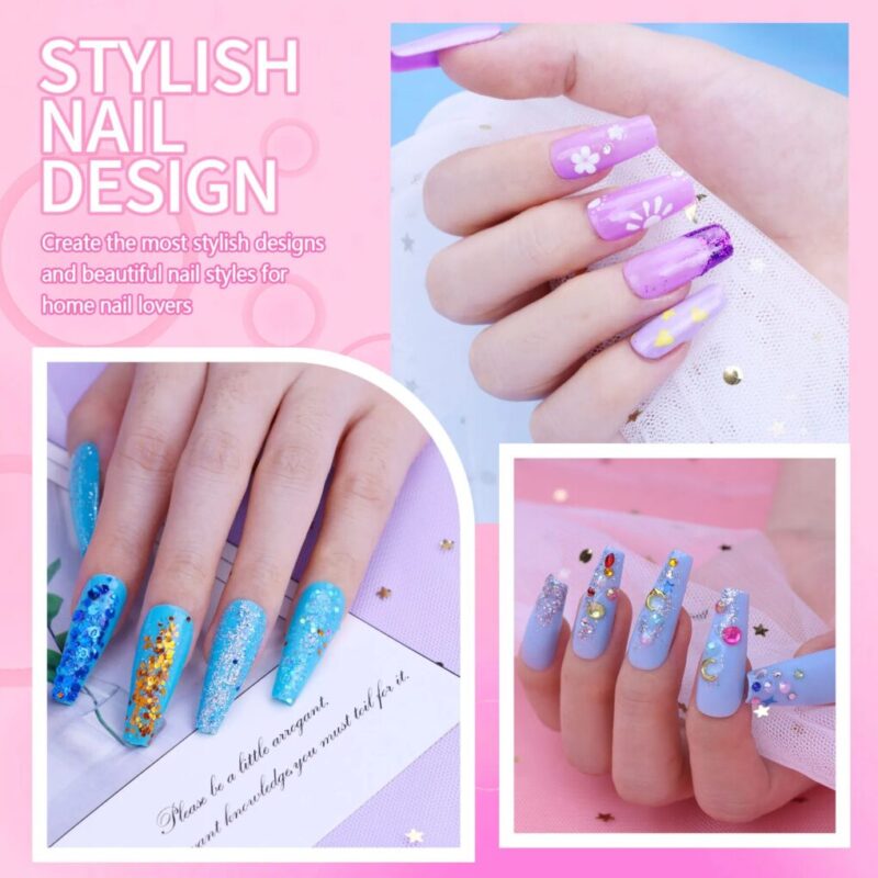 Pro Acrylic Nail Kit – 24 Glitter Powders, Monomer, Brushes & 200 Tips for Beginners - Image 5