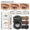 Waterproof & Sweatproof Eyebrow Pencil Set – Long-Lasting Matte Eyebrow Cream with Dual-Ended Brush & Shaping Card – Natural Wooden Pencil for Defined, Smudge-Proof Brows