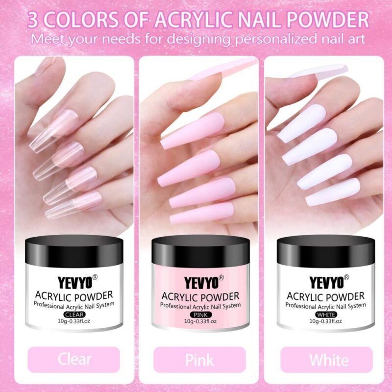 Pro Acrylic Nail Kit – 24 Glitter Powders, Monomer, Brushes & 200 Tips for Beginners - Image 3