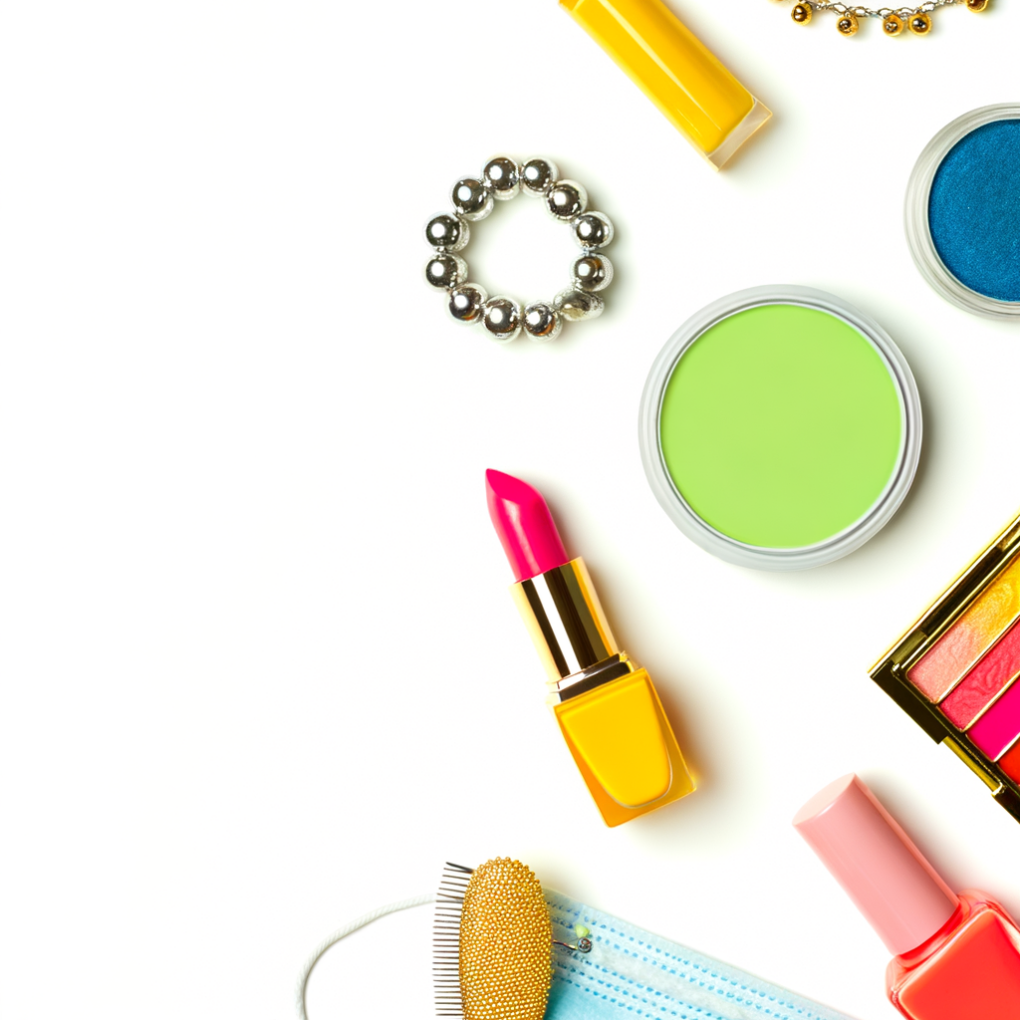 A vibrant, colorful flat lay of Korean beauty products.