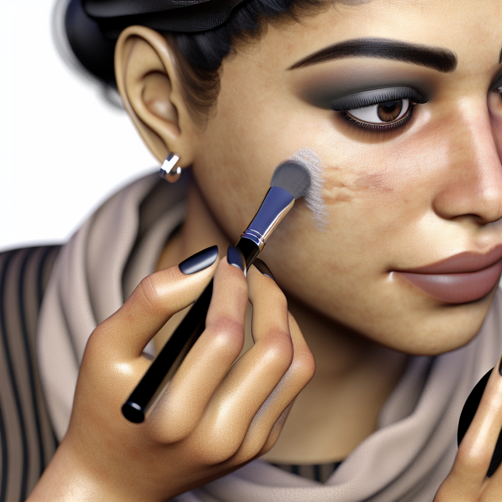 A woman applying high-quality makeup products.
