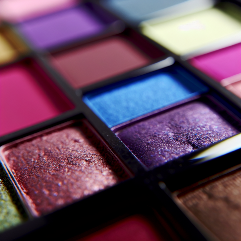 Close-up of colorful eyeshadow palette.