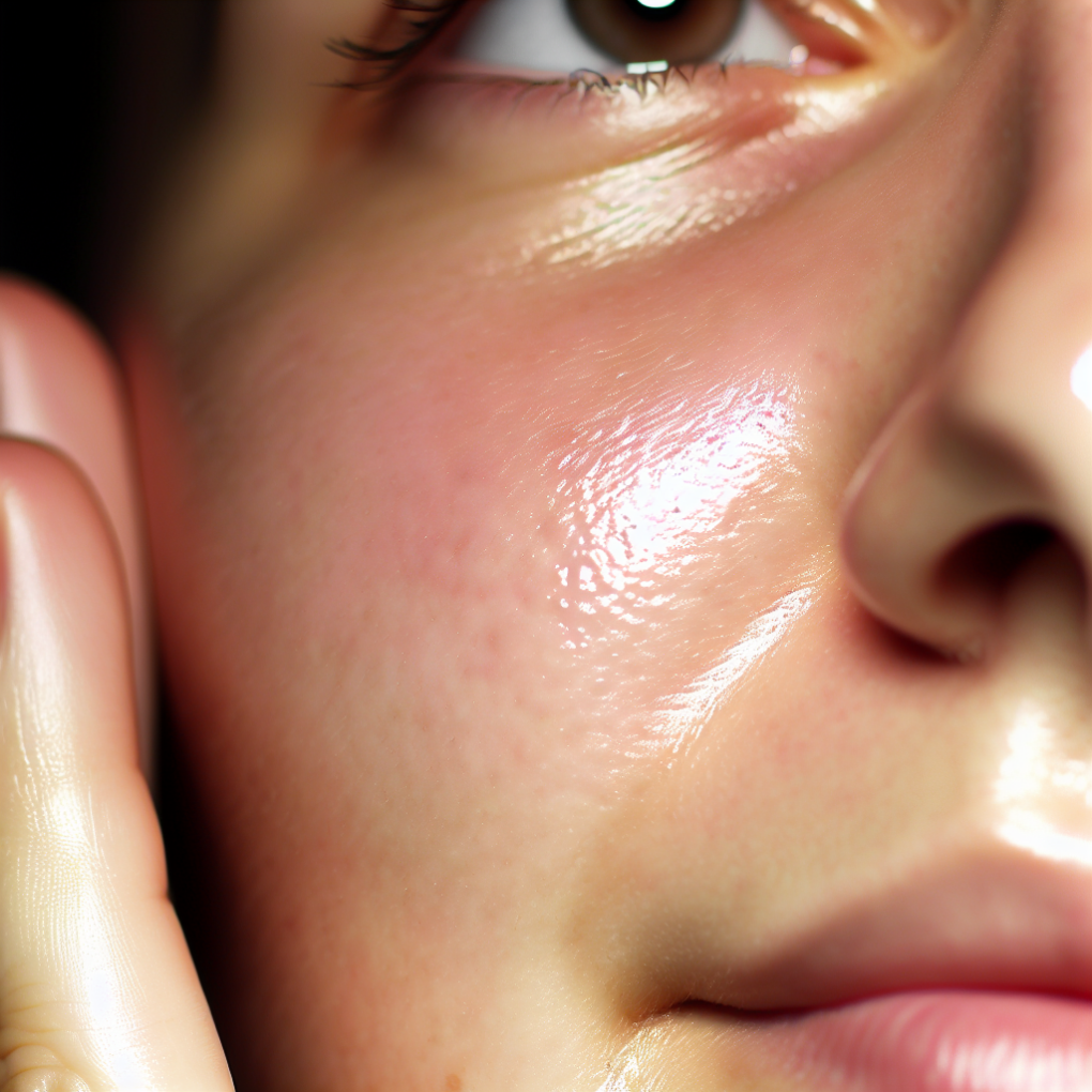 Close-up of glowing, sensitive skin.