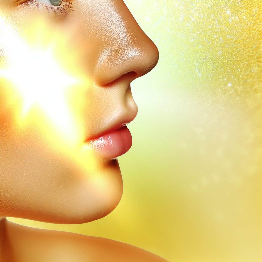 Close-up of glowing, youthful skin.