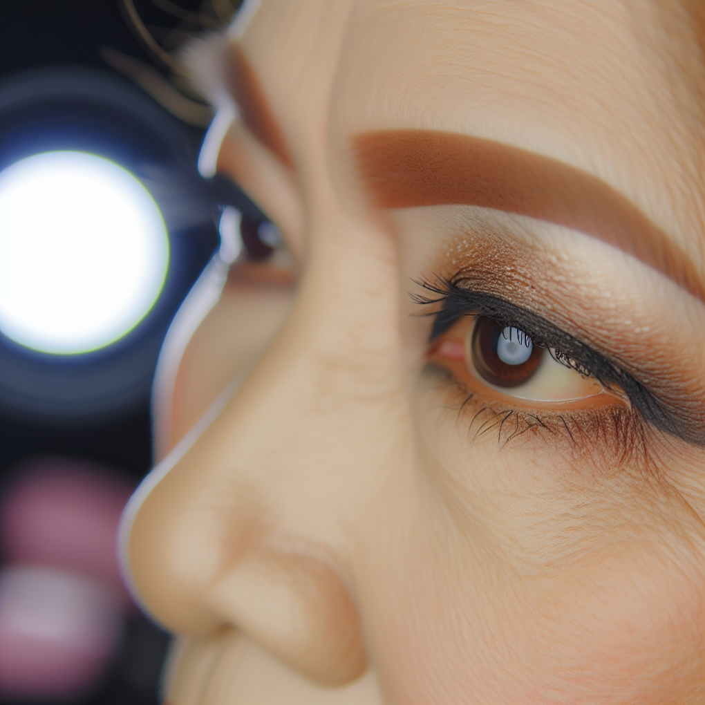 Close-up of mature eyes with makeup.