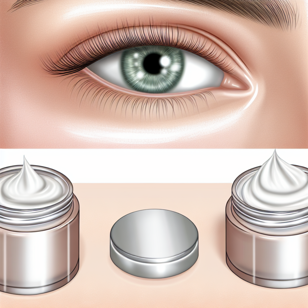 guide and Close-up of under-eye area with skincare products.