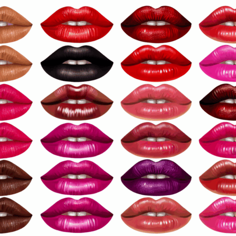 Mastering the Art of Lipstick
A collage of diverse lip colors and finishes, showcasing various lipstick shades arranged in a grid.